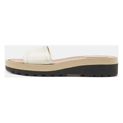 See by Chloe White Leather Slides Size