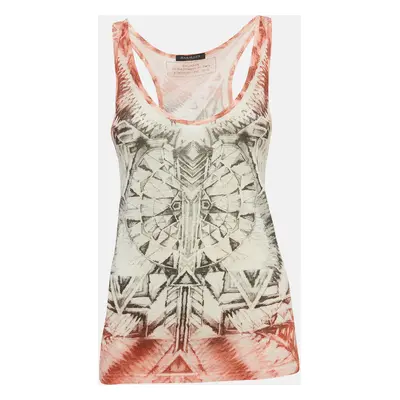 Balmain Pink Printed Linen Knit Tank Top