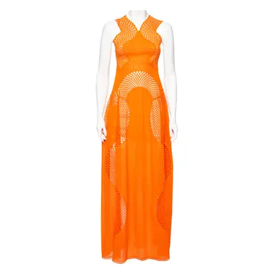 Stella McCartney Orange Lace & Mesh Inset Sleeveless Maxi Dress