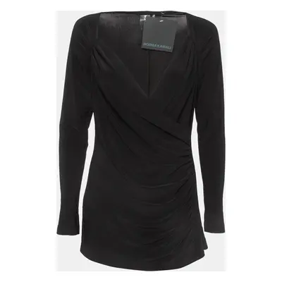 Norma Kamali Black Draped Jersey Long Sleeve Top