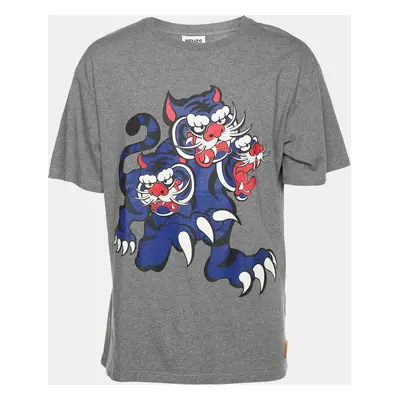 Kenzo x Kansai Yamamoto Grey Three Tiger Print Cotton T-Shirt