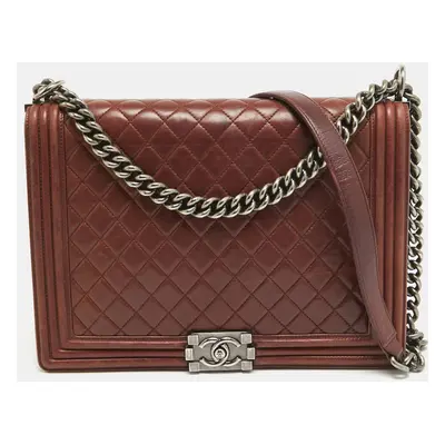 Chanel Burgundy Quilted Leather Large Boy Bag