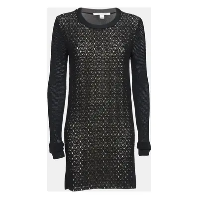 Diane Von Furstenberg Black Lace & Jersey Mini Dress