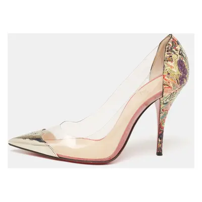 Christian Louboutin Multicolor Python Leather and PVC Djalouzi Metal Cap Pointed-Toe Pumps Size