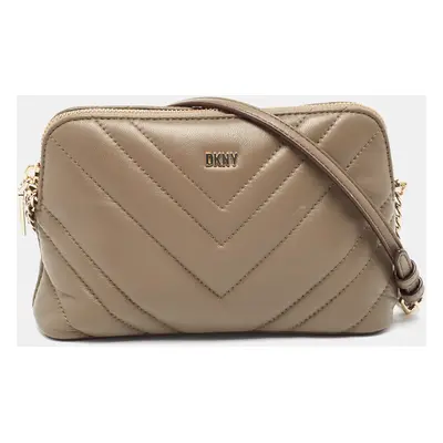 Dkny Olive Green Chevron Leather Madison Dome Crossbody Bag