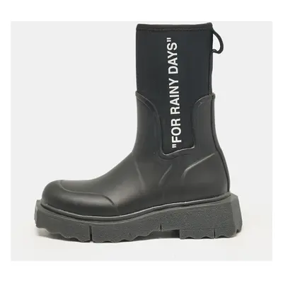 Off-White Black Neoprene and Rubber Ankle Length Boots Size