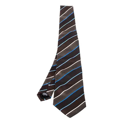 Givenchy Brown Diagonal Striped Silk Tie