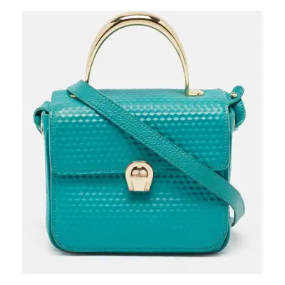 Aigner Green Textured Leather Genoveva Top Handle Bag