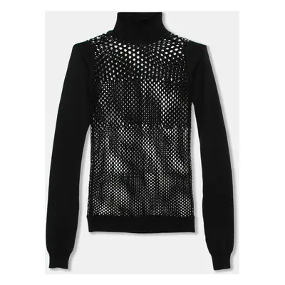 Jean Paul Gaultier Maille Black Patterned Open Knit Long Sleeve Sweater