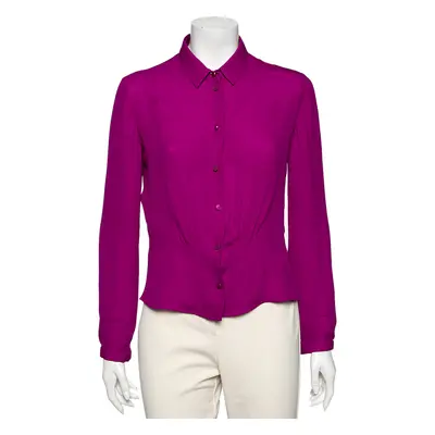 Emporio Armani Purple Silk Button Front Blouse