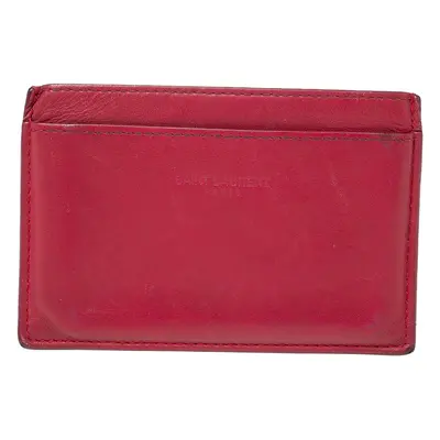 Saint Laurent Fuchsia Leather Card Holder