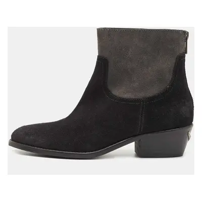 Zadig & Voltaire Black Suede Teddy Ankle Boots Size