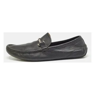 Gucci Black Leather Slip On loafers Size