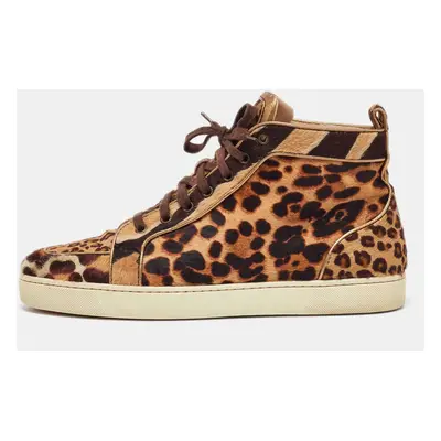 Christian Louboutin Brown Calf Hair Rantus Orlato High Top Sneakers Size