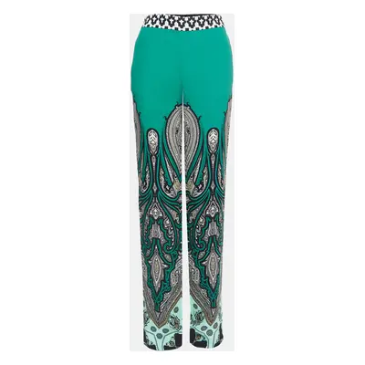 Etro Green Printed Silk Palazzo Pants