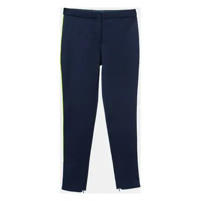 Versace Navy Blue Stretch Contrast Piping Detail Leggings