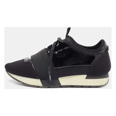 Balenciaga Black Neoprene and Patent Race Runner Sneakers Size