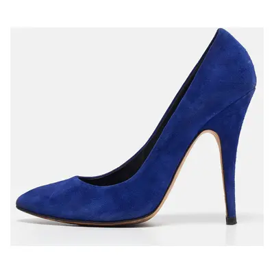 Giuseppe Zanotti Blue Suede Round Toe Pumps Size