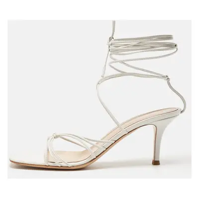 Gianvito Rossi White Leather Sylvie Sandals Size 38.5