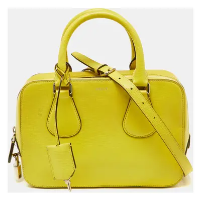 Bally Yellow Leather Camera Crossbody Bag