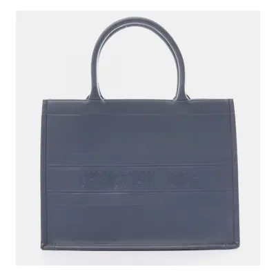 Dior Leather Blue Book Tote Medium Bag