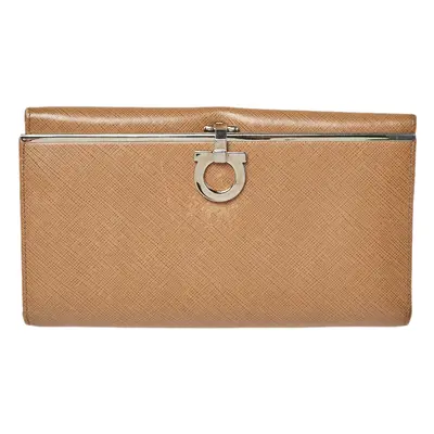 Salvatore Ferragamo Beige Leather Gancini Icona Continental Wallet