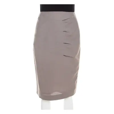 Escada Shadow Grey Wool Inverted Pleat Detail Renja Pencil Skirt