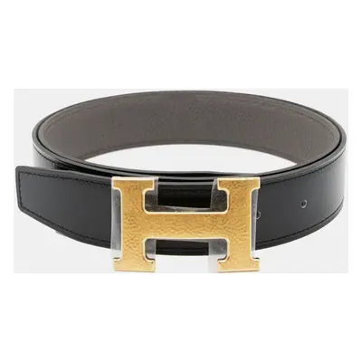 Hermes Noir/Etain Constance H Martelee Buckle with Reversible Belt in (sz 90)