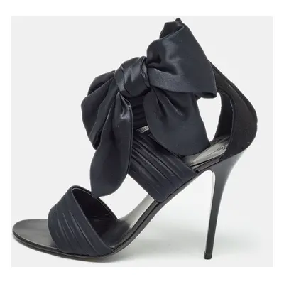 Giuseppe Zanotti Black Satin and Suede Ankle Strap Sandals Size