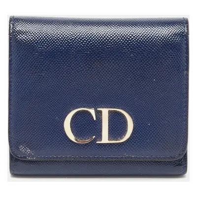 Dior Blue Patent Leather Mania Trifold Wallet