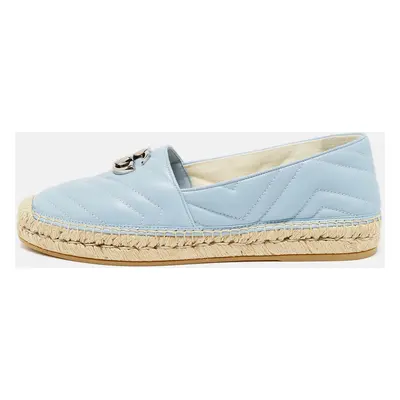 Gucci Blue Matelassé Leather GG Marmont Espadrille Flats Size 40.5