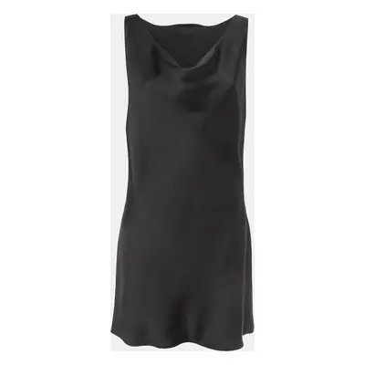 Norma Kamali Black Satin Cowl Neck Mini Dress