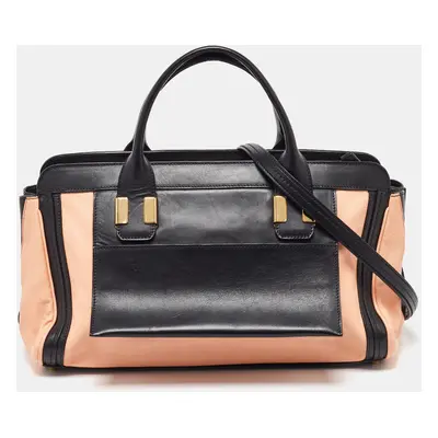 Chloe Orange/Black Leather Alice Satchel