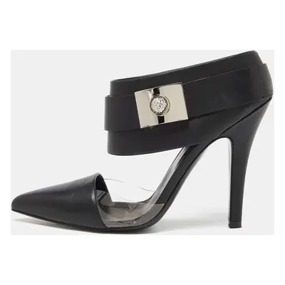 Versace Black Leather and Pvc Pointed Toe Sandals Size