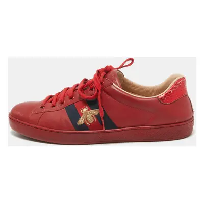 Gucci Red Leather Web Ace Sneakers Size 44.5