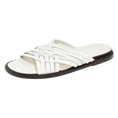 Givenchy White Leather Strappy Flat Slide Sandals Size