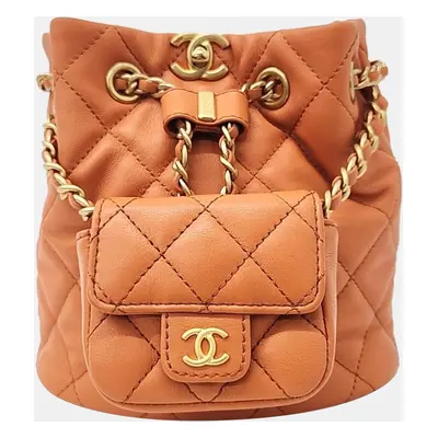 Chanel Orange Leather Small Backpack