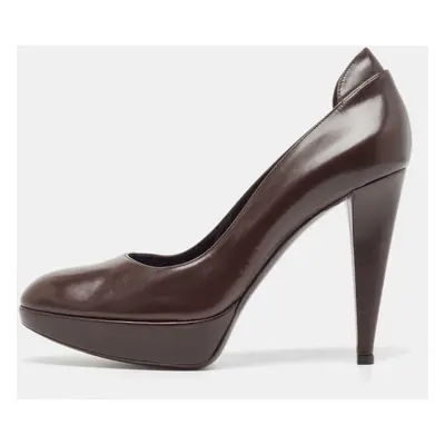 Sergio Rossi Brown Leather Platform Pumps Size