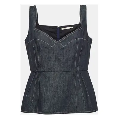 Emilia Wickstead Blue Apple Denim Bustier Top