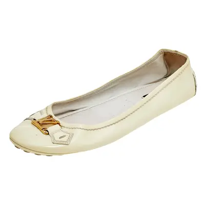 Louis Vuitton Cream Patent Leather Oxford Ballet Flats Size 39.5