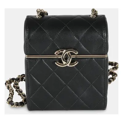 Chanel Black Quilted Lambskin Box Chain Vanity Shoulder Bag