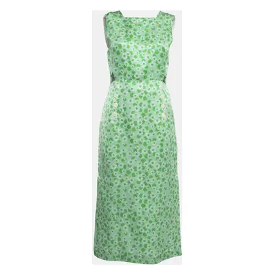 Sandro Green Ashley Floral Print Linen Blend Midi Dress