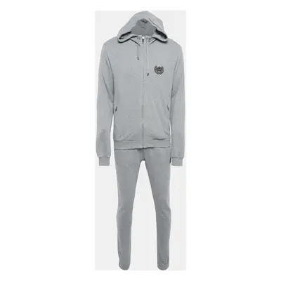 Dolce & Gabbana Grey Cotton Applique Detail Sweatshirt and Pants Set