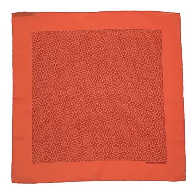 Hermes Orange Chaine D'Ancre Silk Pocket Square