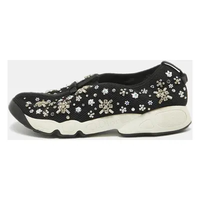 Dior Black Crystal Embellished Mesh Fusion Sneakers Size 39.5