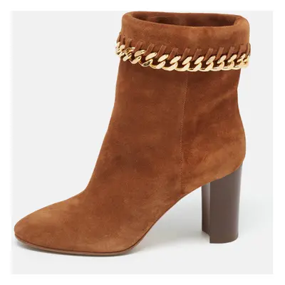 Casadei Brown Suede Chain Detail Ankle Boots Size