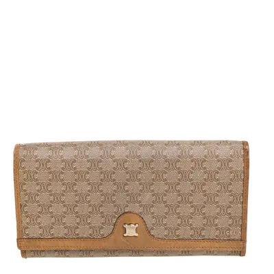 Celine Beige Macadam Coated Canvas and Leather Wallet