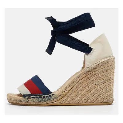 Gucci Tricolor Canvas Lilibeth Espadrille Sandals Size