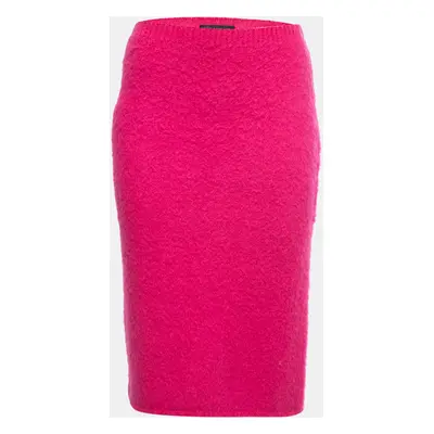 Versace Hot Pink Mohair Blend Knit Pencil Skirt