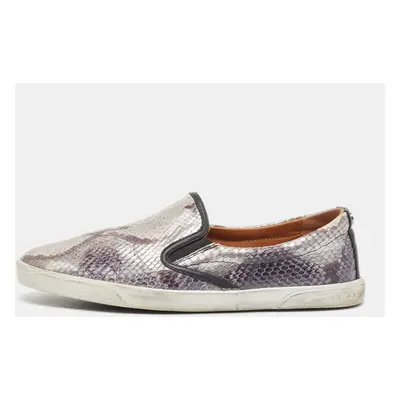 Jimmy Choo Grey Python Embossed Leather Demi Slip On Sneakers Size